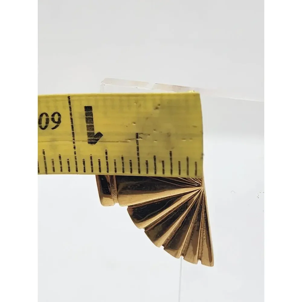 Vintage KARL LAGERFELD Art Deco FAN Clip-on Earrings Gold Tone